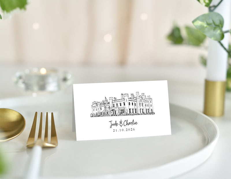 Dundas Castle, Wedding Place Card with Venue Illustration
