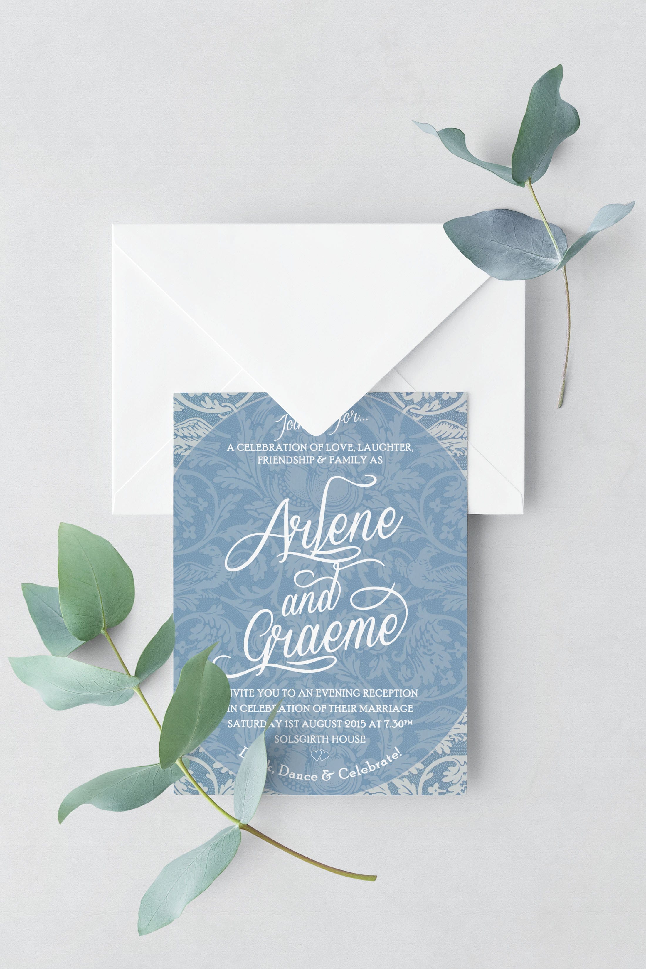 Blue wedding invitation outlet