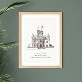 Personalised Wedding Venue illustration Print - Carlowrie Castle