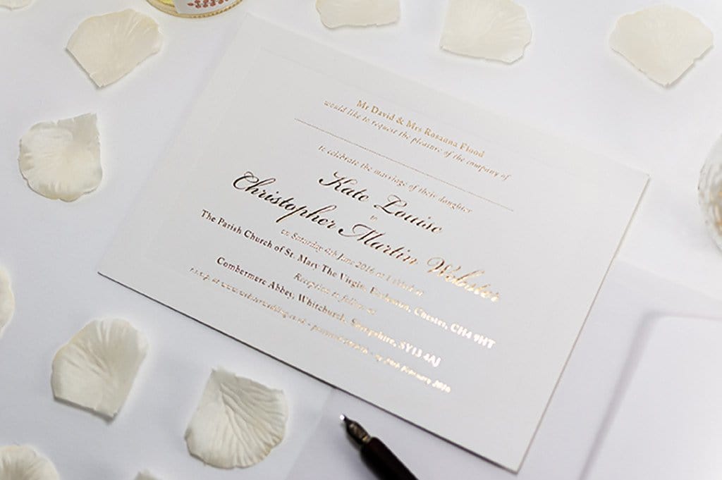 Foil Embossed Wedding Invitation, Classic with Raised Border