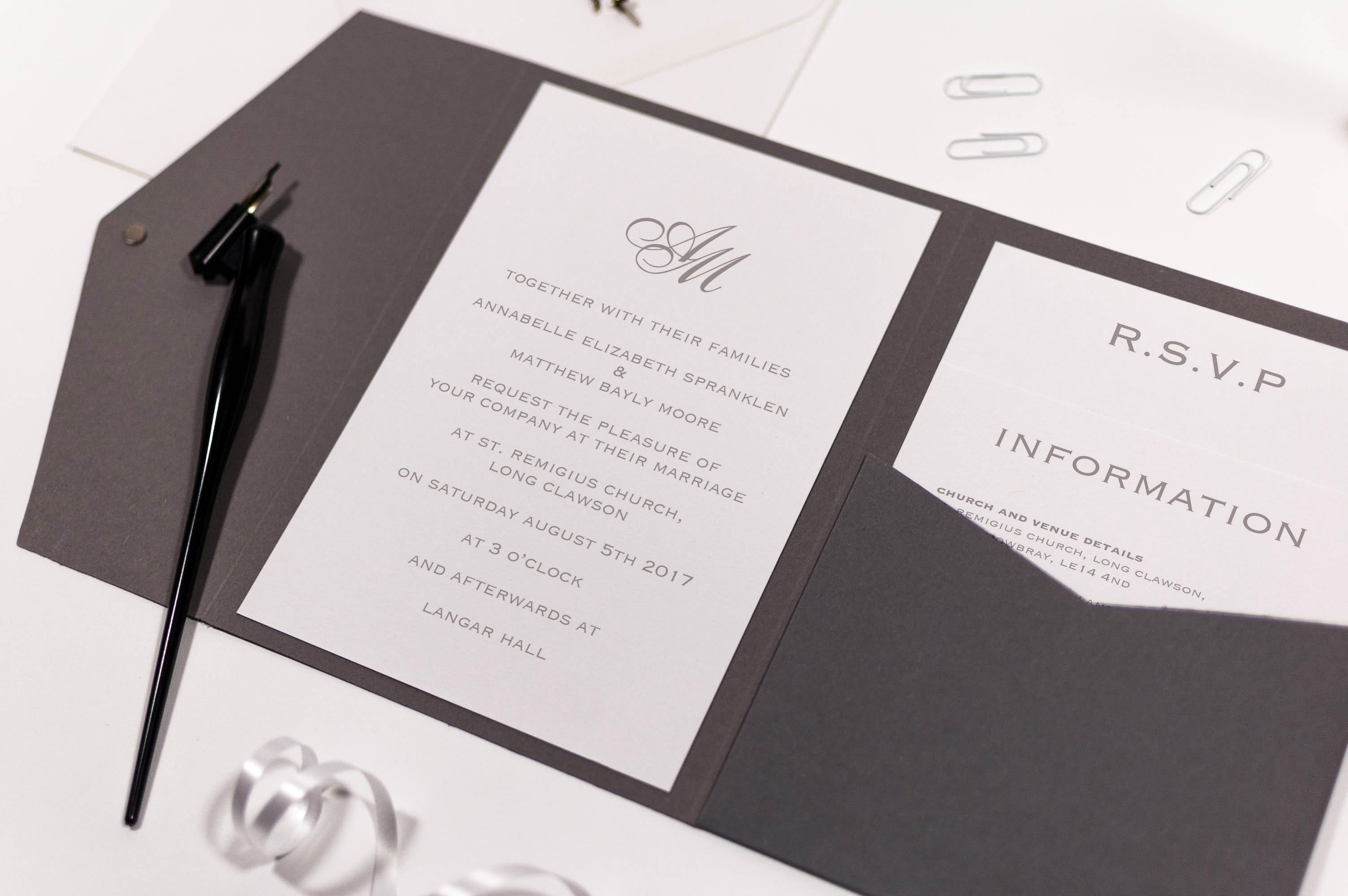 Black and online white wedding invitation