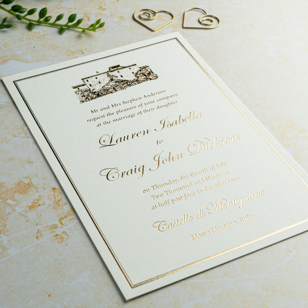 Italian Villa, Hot Foil Wedding Invitation