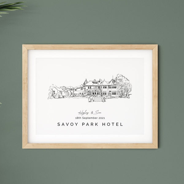 Personalised Wedding Venue Print - Savoy Park