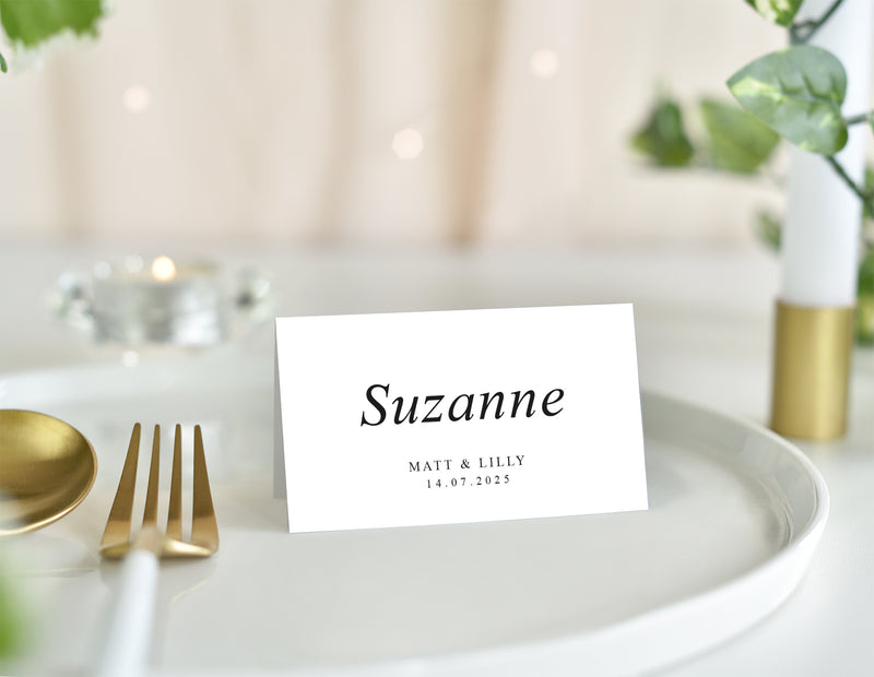 Woodland Manor, Wedding Place Card with Venue Illustration