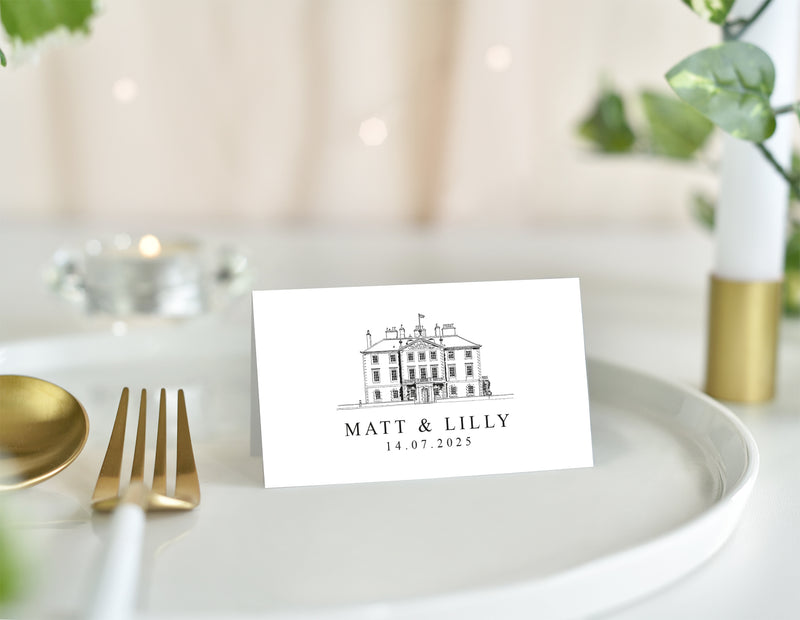 Gilmerton House, Wedding Place Card with Venue Illustration