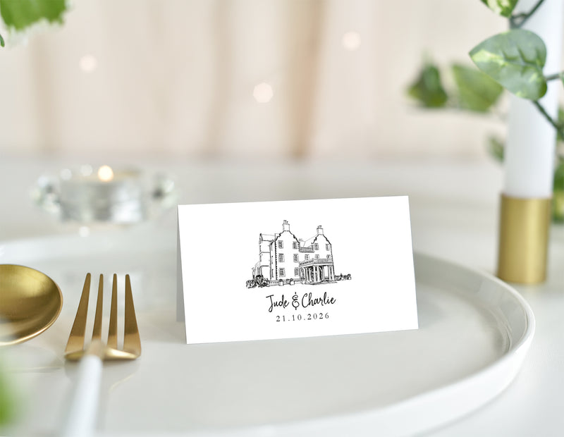 Prestonfield House, Wedding Place Card with Venue Illustration