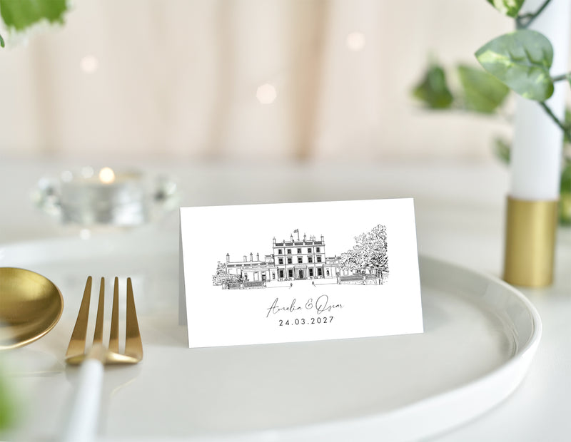 Somerley House, Wedding Place Card with Venue Illustration