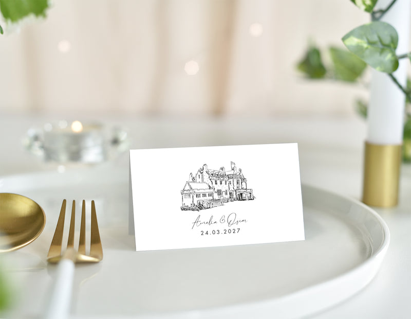 Sorn Castle, Wedding Place Card with Venue Illustration
