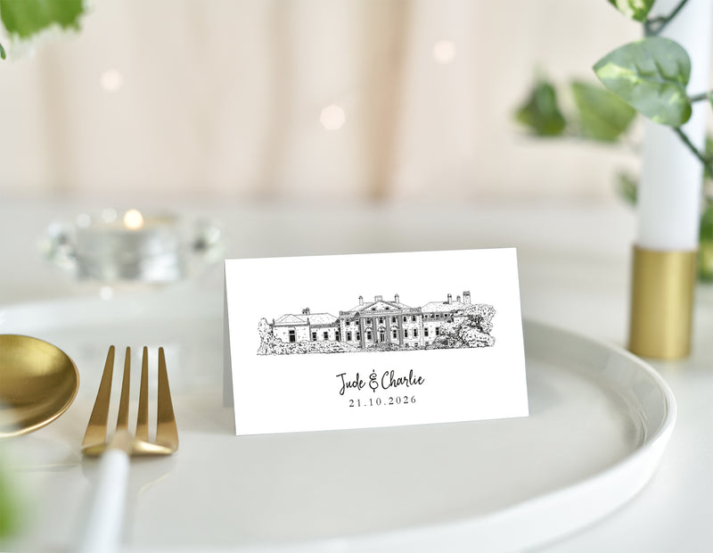 Springkell, Wedding Place Card with Venue Illustration