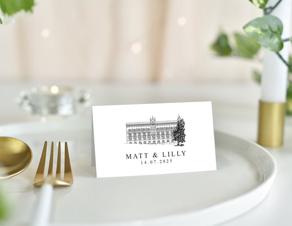 Templeton Building, Wedding Place Card with Venue Illustration