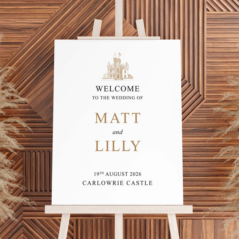 Carlowrie Castle Wedding Welcome Sign