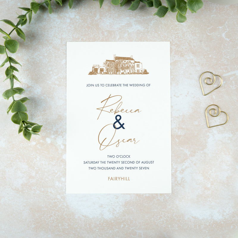 Fairyhill Wedding Invitation, Wedding Venue Illustration