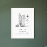 Hedingham Castle, Personalised Wedding Venue Illustration Print.