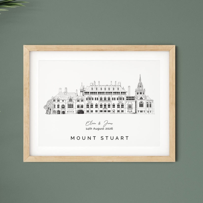 an illustration of mount Stuart wedding venue on the Isle of Bute 