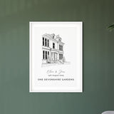 One Devonshire Gardens/ Hotel Du Vin, Personalised Wedding Venue Illustration Print.