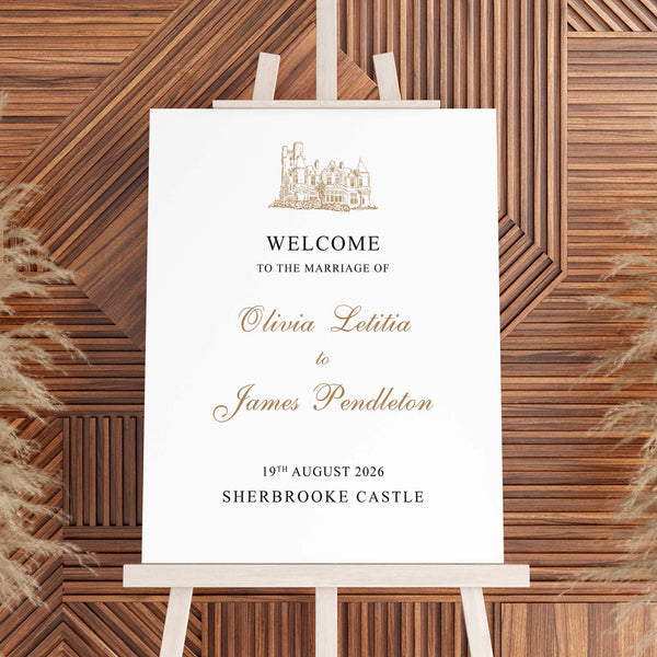 Sherbrooke Castle Wedding Welcome Sign