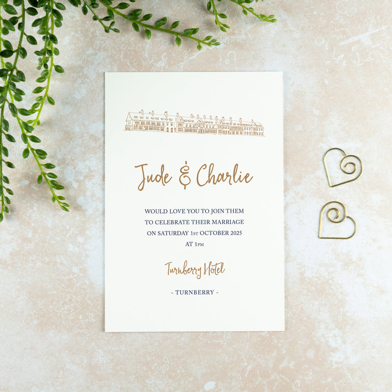 Turnberry Hotel Wedding Invitation, Wedding Venue Illustration
