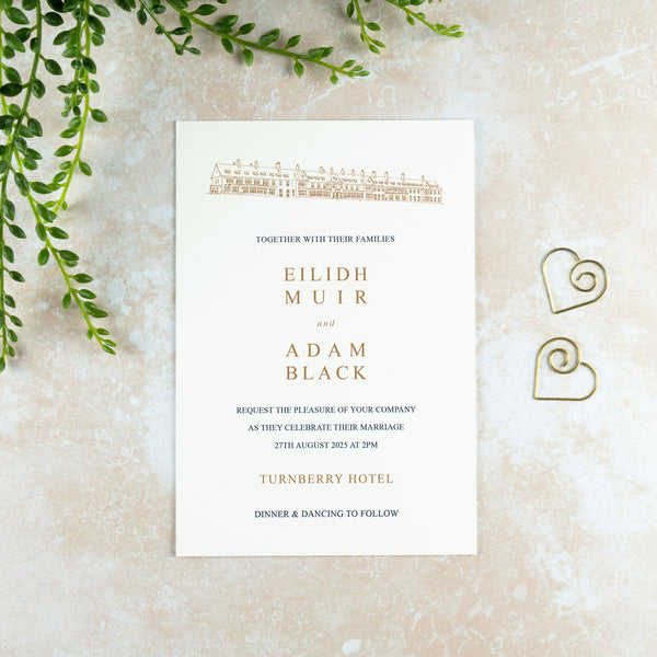 Turnberry Hotel Wedding Invitation, Wedding Venue Illustration