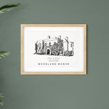 Woodland Manor wedding venue illustration print ideal wedding or anniversary gift