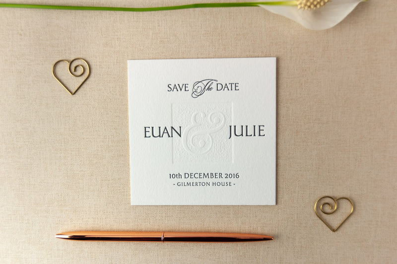 Letterpress Wedding Save the Date, Ampersand