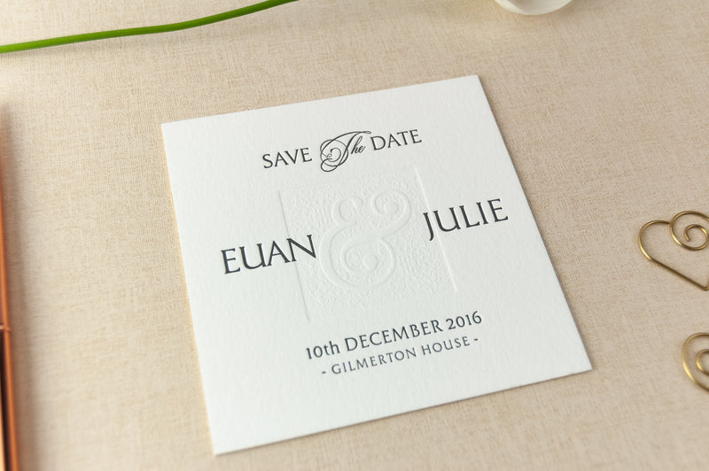 Letterpress Wedding Save the Date, Ampersand