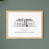 Personalised Wedding Venue illustration Print - Archerfield House