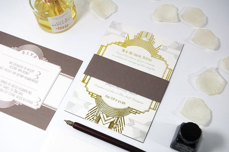 luxuryweddinginvitationsbycombossa Embossed Wedding Invitation Embossed Wedding Invitation, Art Deco NEW
