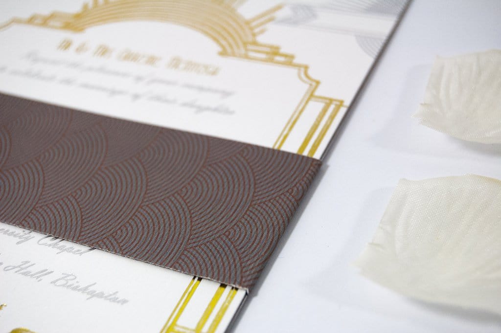 Foil Embossed Wedding Invitation, Art Deco NEW