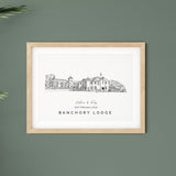 Personalised Wedding Venue illustration Print  - Banchory lodge