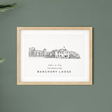 Personalised Wedding Venue illustration Print  - Banchory lodge