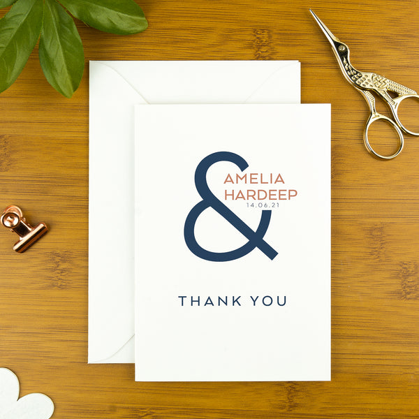 A wedding, engagement or anniversary thank you card