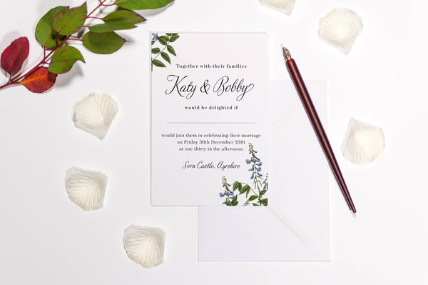 luxuryweddinginvitationsbycombossa HD Printed Wedding Invitations Botanic Bluebells Wedding Invitation, HD Digital Print