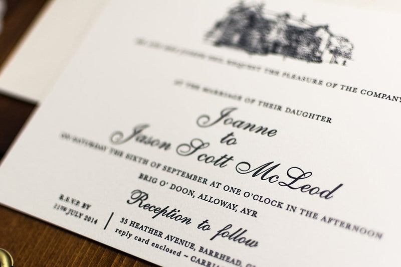 luxuryweddinginvitationsbycombossa Letterpress Wedding Invitations Letterpress Wedding Invitation, Brig o' Doon