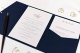 luxuryweddinginvitationsbycombossa Pocketfold Wedding Invitation Classic Monogram Wedding Invitation in Platinum Grey Pocketfold
