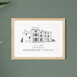 Personalised Wedding Venue illustration Print  - Crossbasket Castle