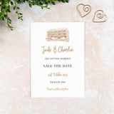 Dickens Inn, Save the Date Card, Wedding Venue Illustration