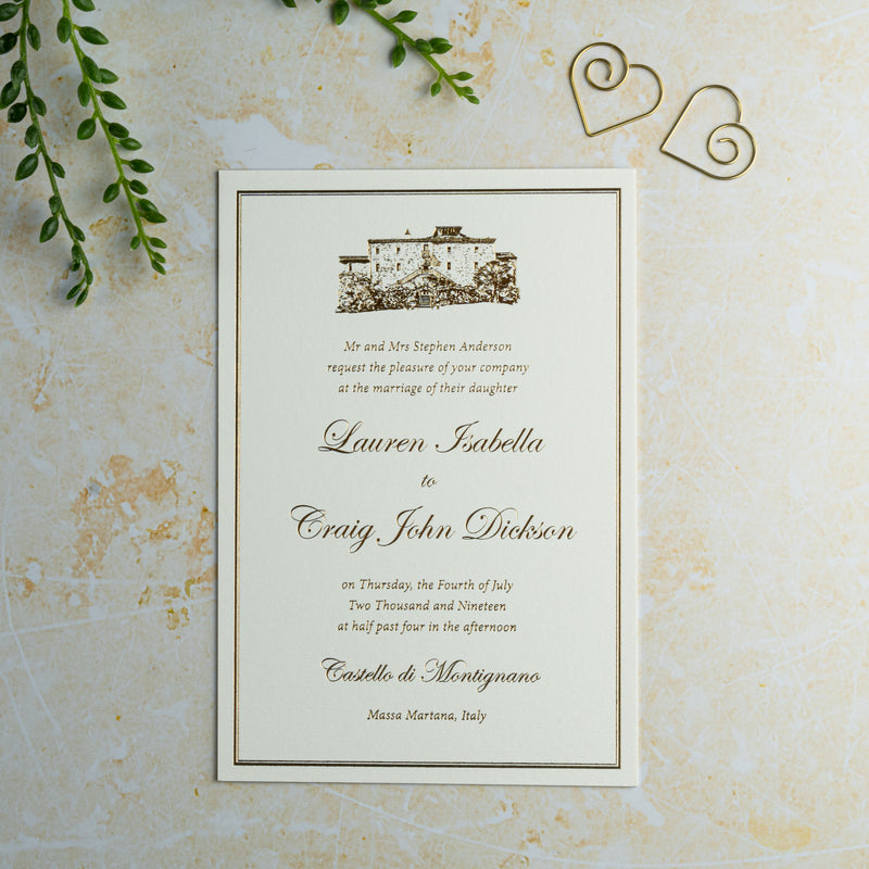 Italian Villa, Hot Foil Wedding Invitation