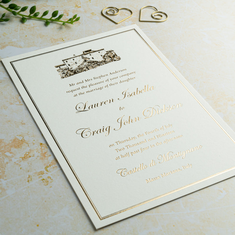 Italian Villa, Hot Foil Wedding Invitation