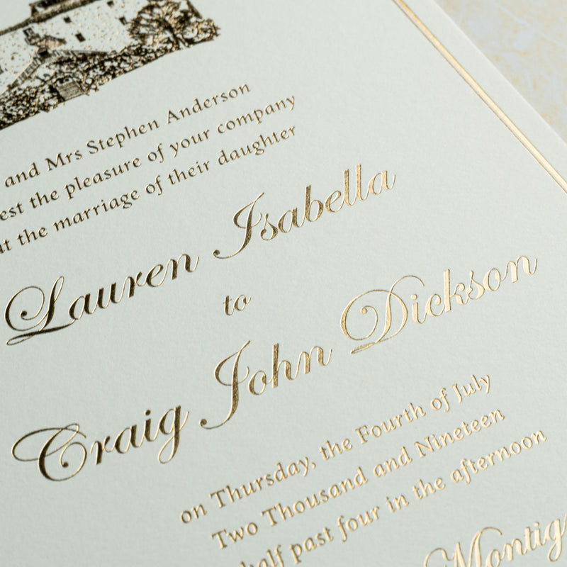 Italian Villa, Hot Foil Wedding Invitation