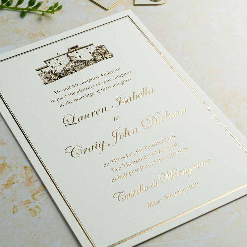 Italian Villa, Hot Foil Wedding Invitation