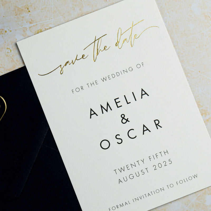 Wedding Save the Date Card, Hot Foil and Ink