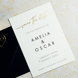 Wedding Save the Date Card, Hot Foil and Ink