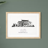 Fairyhill, Personalised Wedding Venue Illustration Print.
