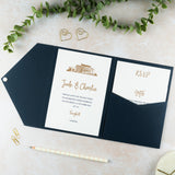 Fairyhill Pocketfold Wallet Wedding Invitation with Venue Illustration