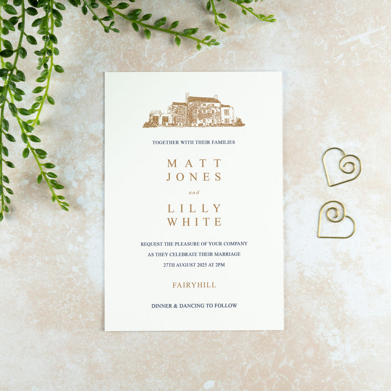 Fairyhill Wedding Invitation, Wedding Venue Illustration