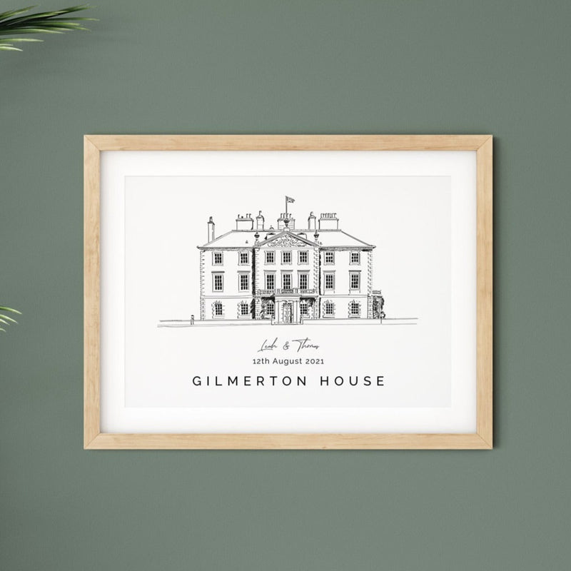 Personalised Wedding Venue illustration Print - Gilmerton House