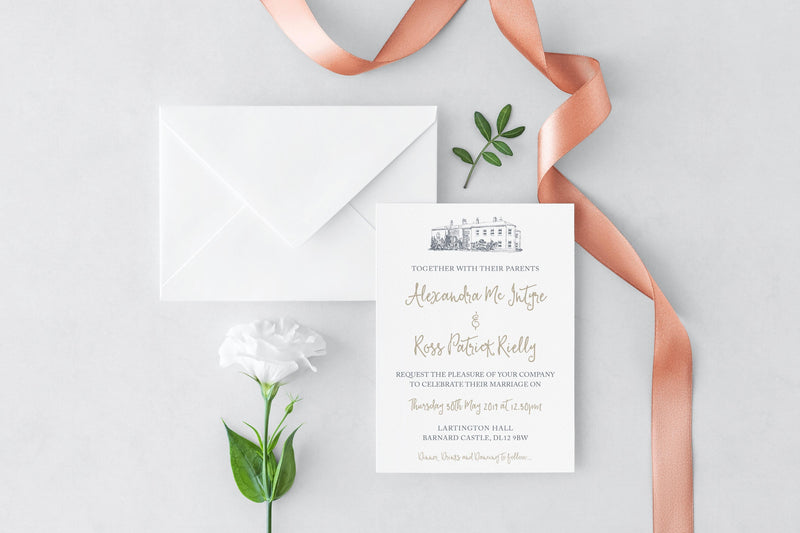 luxuryweddinginvitationsbycombossa HD Printed Wedding Invitations Lartington Hall Wedding Invitation, HD Digital Print