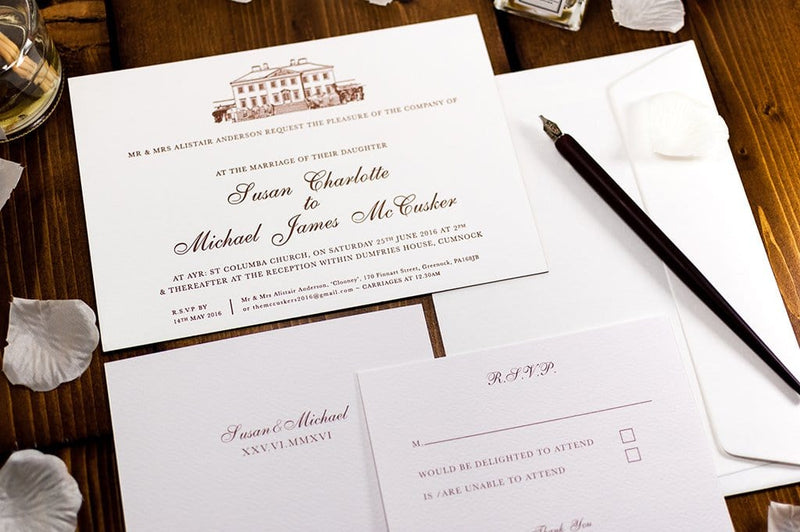 luxuryweddinginvitationsbycombossa Letterpress Wedding Invitations Letterpress Wedding Invitation, Dumfries House