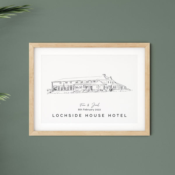 Personalised Wedding Venue Print - Lochside House Hotel