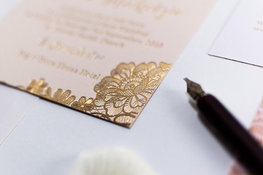 Foil Embossed Wedding Invitation, Floral Com Bossa, Luxury Wedding